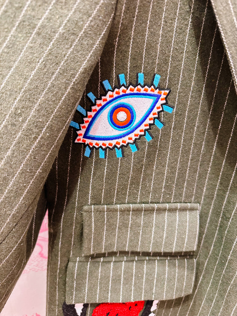 ALAYNA GIRL GANG PINSTRIPE BLAZER - GREEN