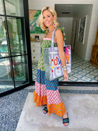 EVERY BLOOM TELLS A STORY COLORBLOCK TIER MIDI DRESS - GREEN