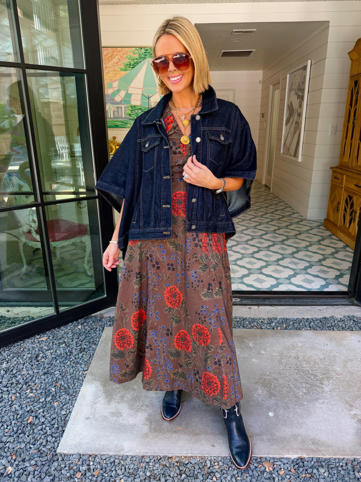 CAROLINA CAPE DENIM JACKET - DARK DENIM