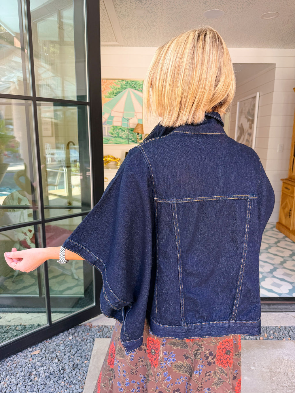 CAROLINA CAPE DENIM JACKET - DARK DENIM