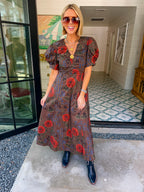 PROMISE WORTH KEEPING FLORAL MAXI DRESS - BROWN