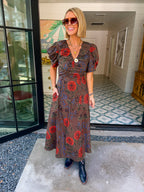 PROMISE WORTH KEEPING FLORAL MAXI DRESS - BROWN