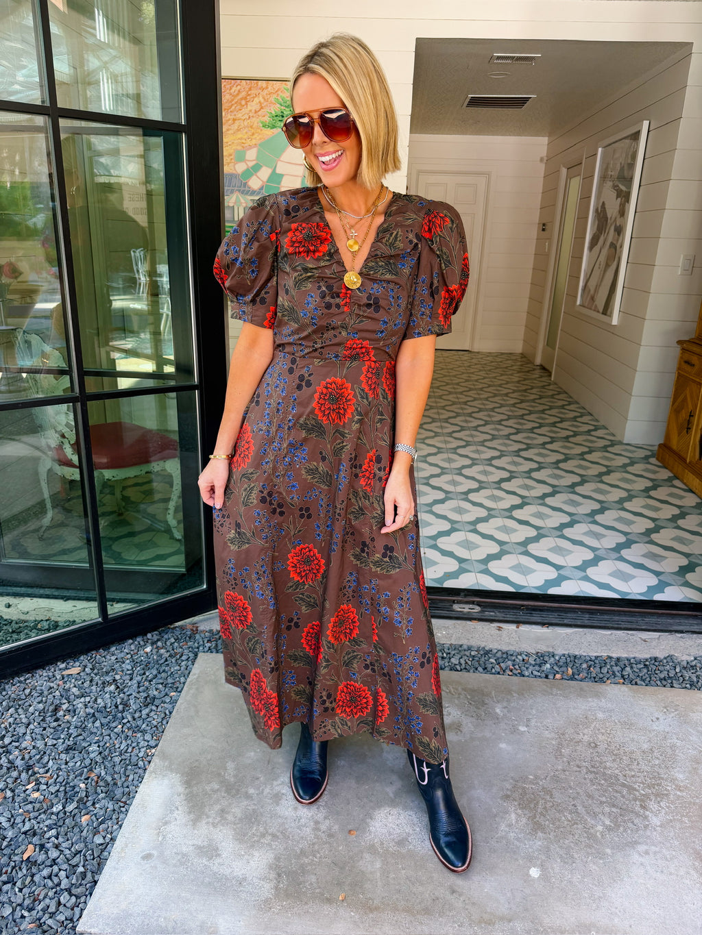 PROMISE WORTH KEEPING FLORAL MAXI DRESS - BROWN