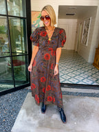 PROMISE WORTH KEEPING FLORAL MAXI DRESS - BROWN