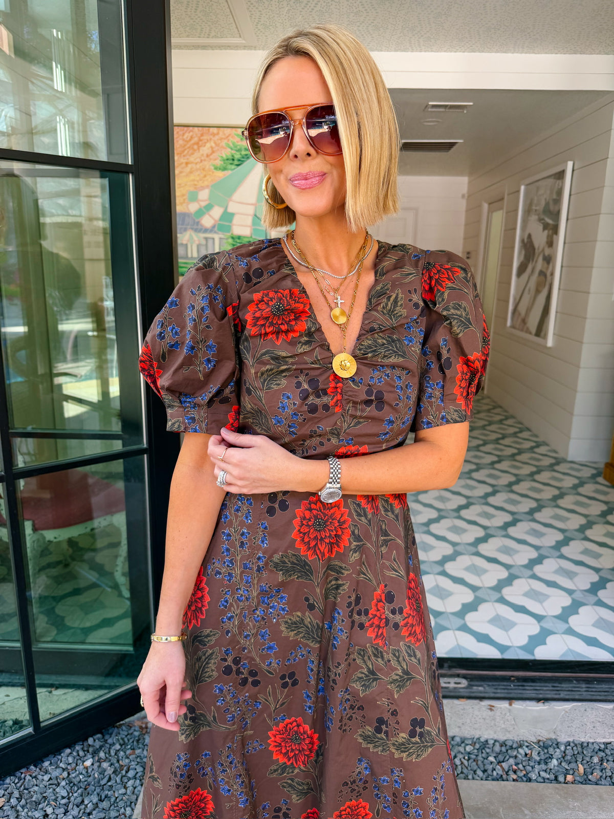 PROMISE WORTH KEEPING FLORAL MAXI DRESS - BROWN
