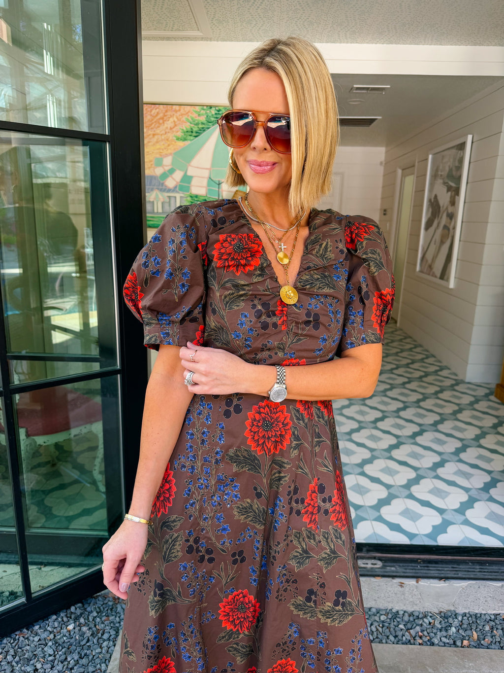 PROMISE WORTH KEEPING FLORAL MAXI DRESS - BROWN