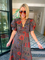 PROMISE WORTH KEEPING FLORAL MAXI DRESS - BROWN