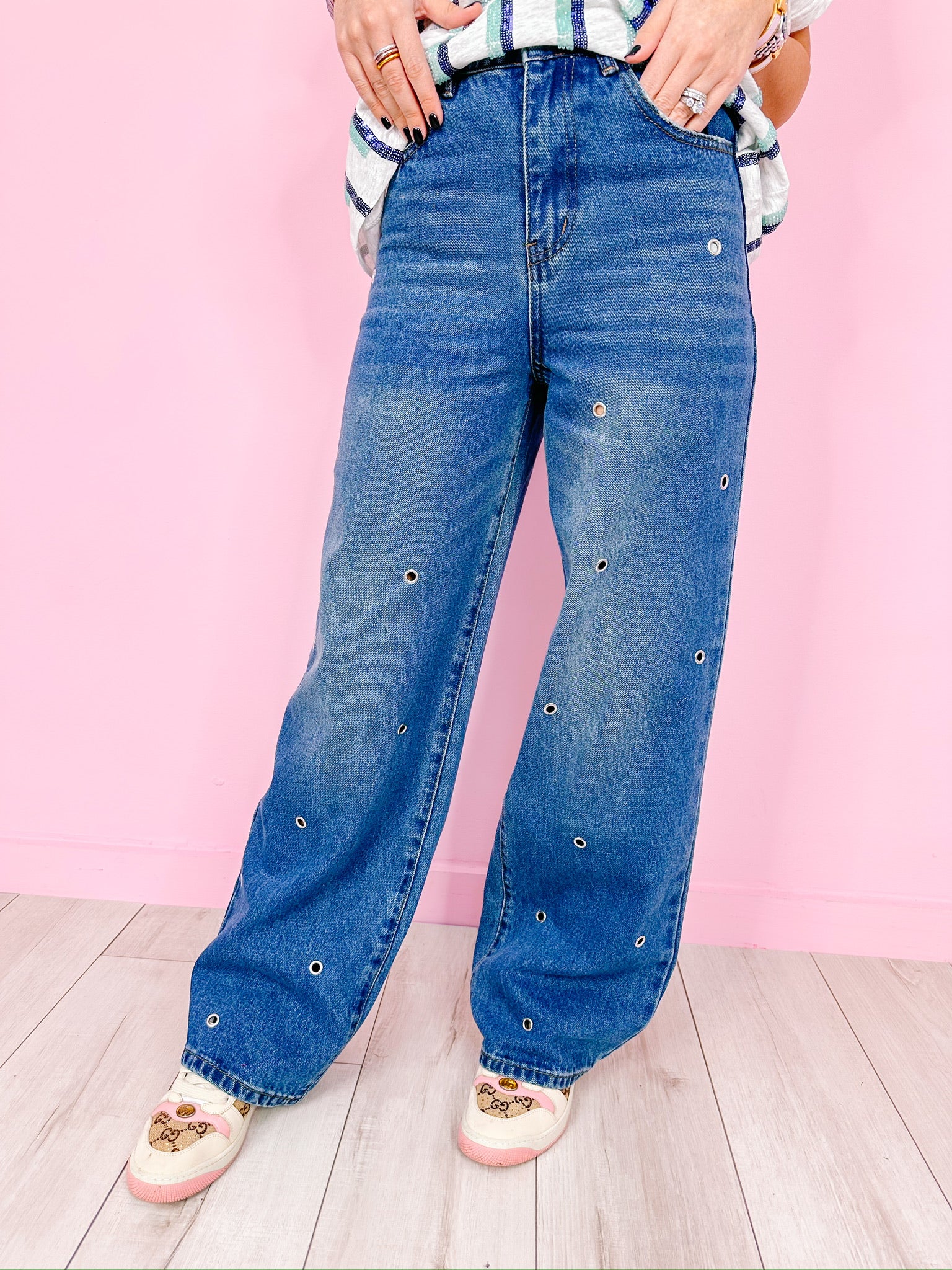 EMILY GROMMET DENIM JEANS