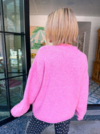 BEYOND THE PASTURE COW SWEATER - PINK