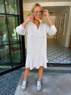 MAKE A DAY OF IT HOODIE DROP WAIST DRESS - GREY