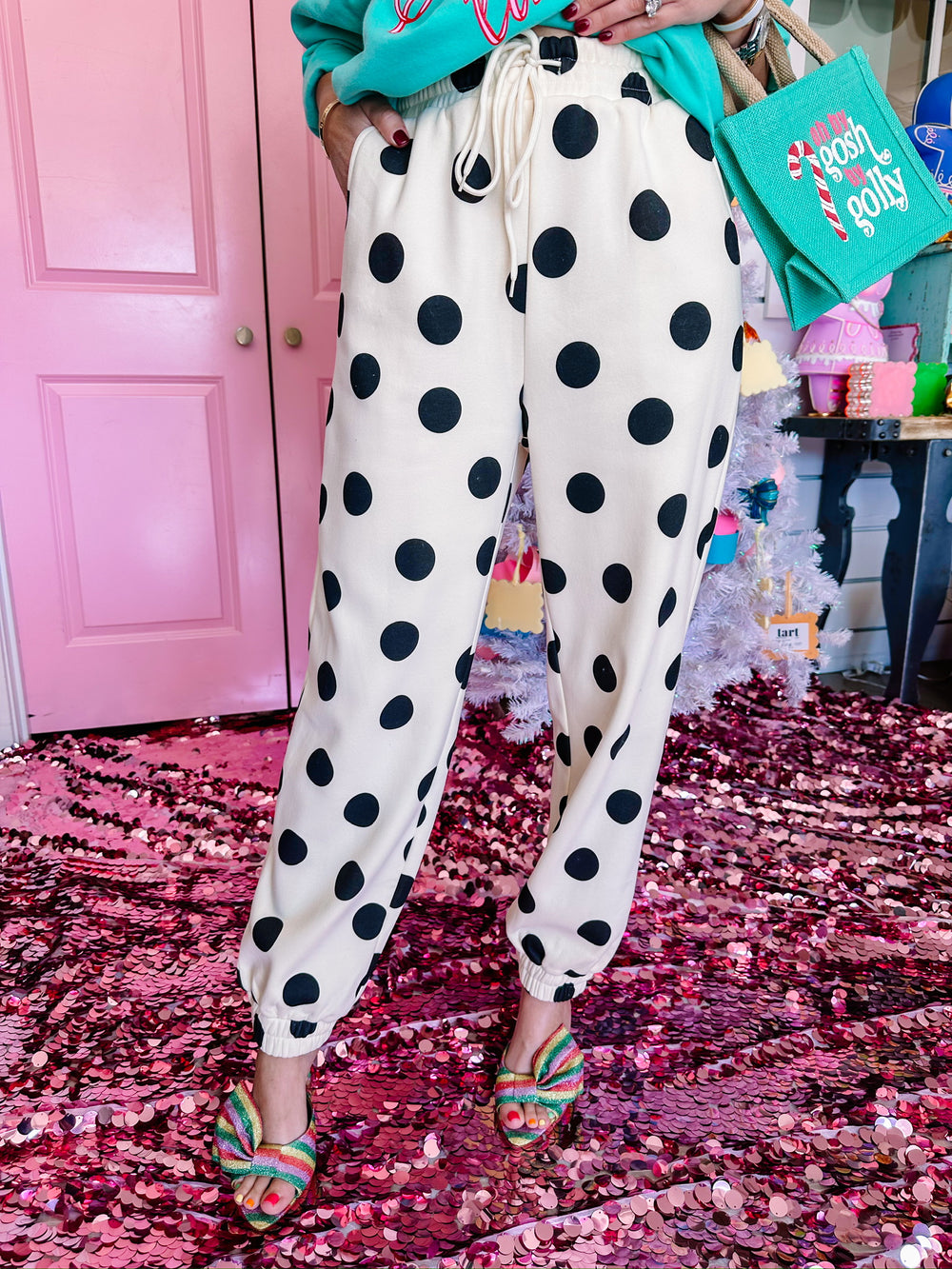 SPOT ON POLKA DOT JOGGER PANTS