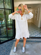 MAKE A DAY OF IT HOODIE DROP WAIST DRESS - GREY