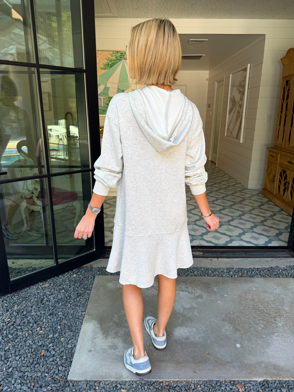 MAKE A DAY OF IT HOODIE DROP WAIST DRESS - GREY