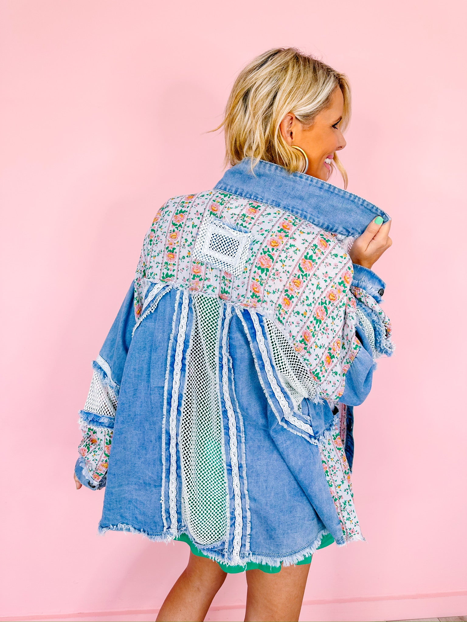 BOHO BLOOM LOVE PATCHWORK JEAN JACKET