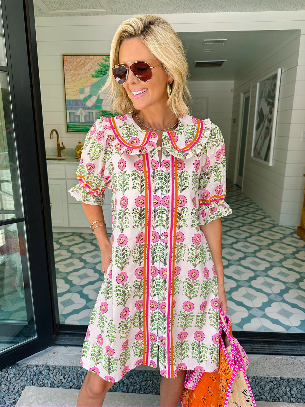 DANICA DANDELION COLLAR DRESS - PINK