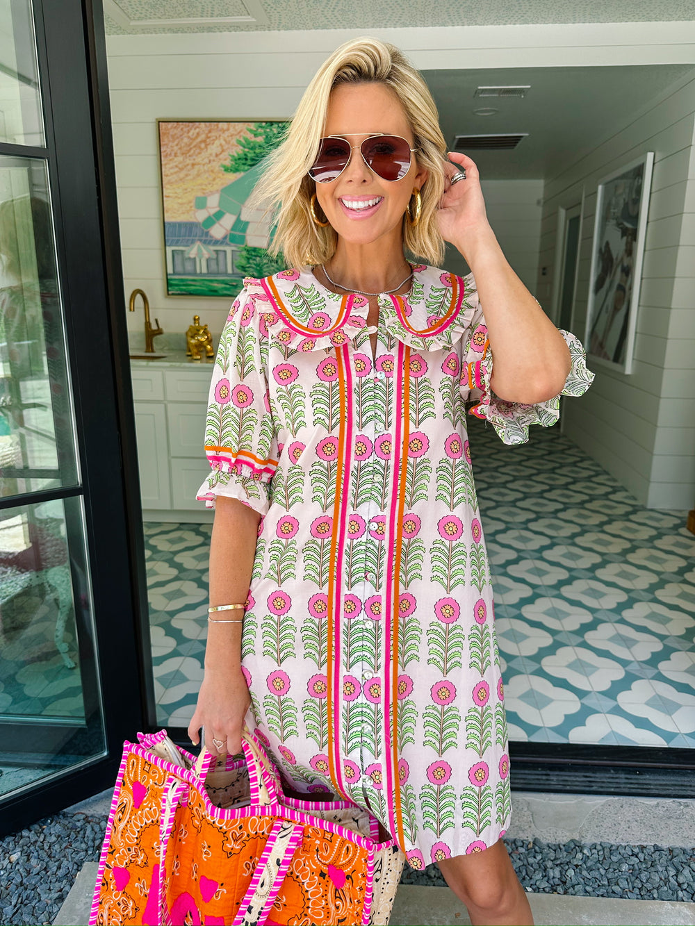 DANICA DANDELION COLLAR DRESS - PINK
