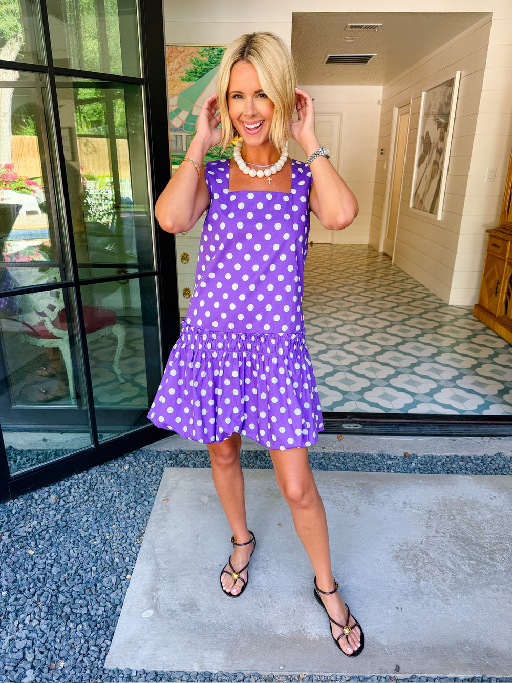 ONE POLKA DOT AT A TIME DRESS - PURPLE