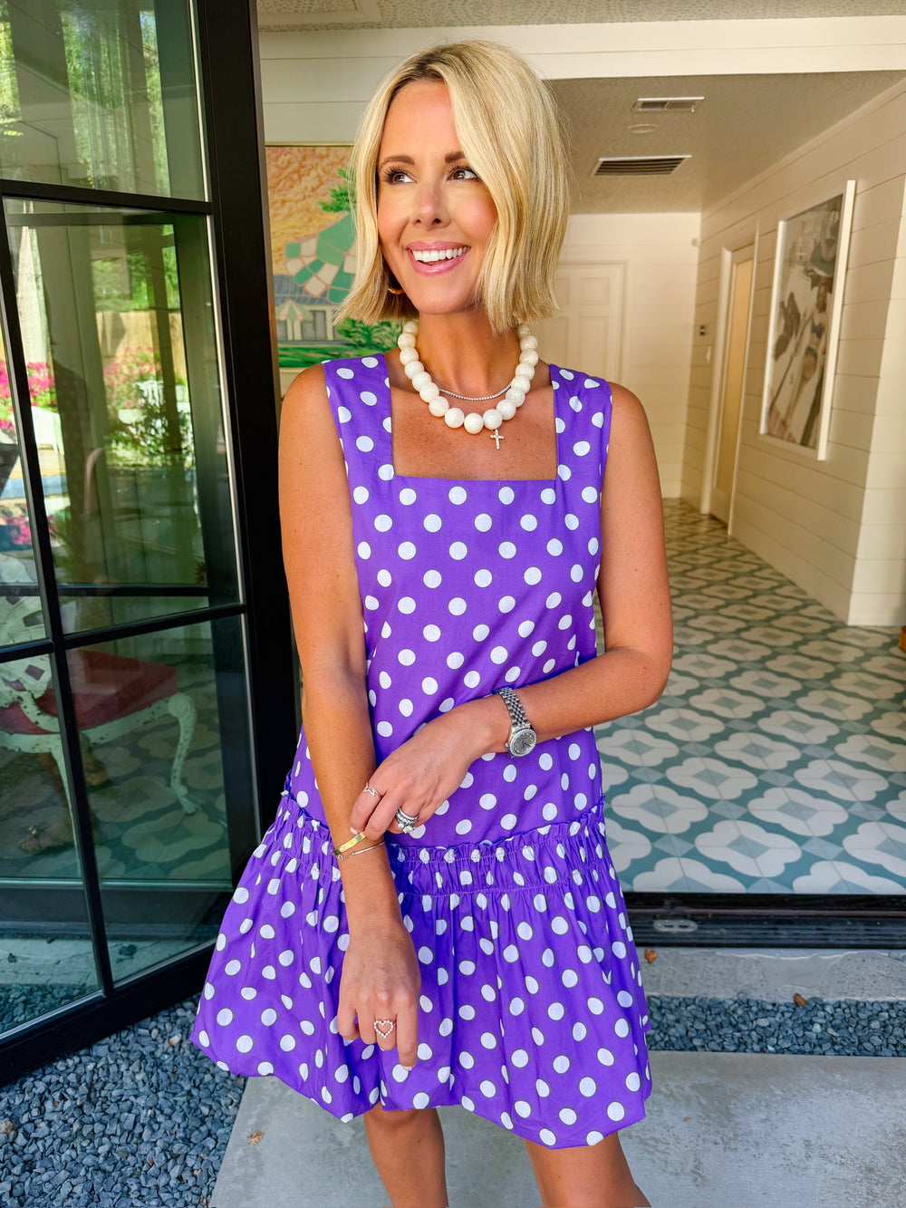 ONE POLKA DOT AT A TIME DRESS - PURPLE