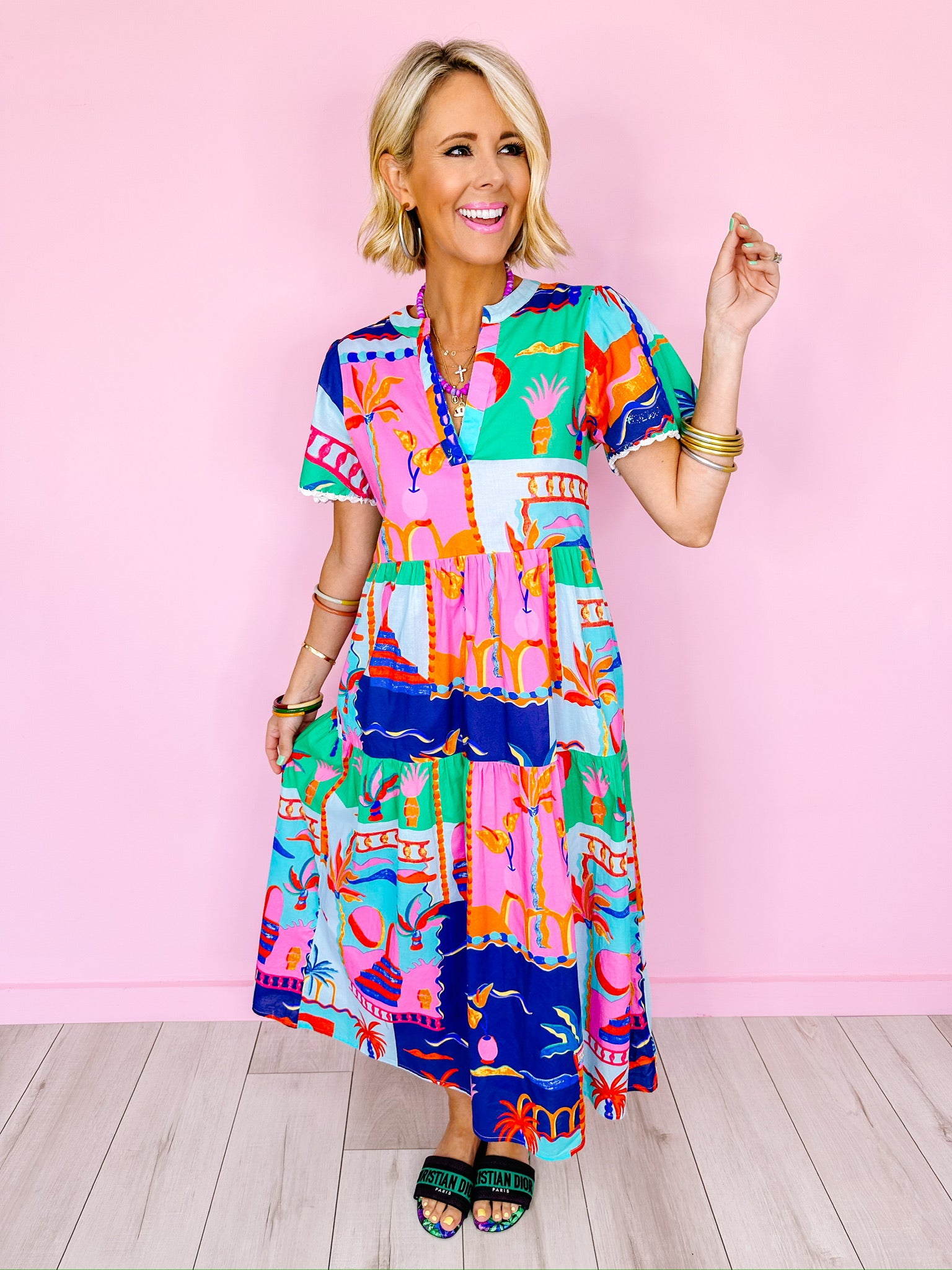 COLORFUL GETAWAY MIDI DRESS