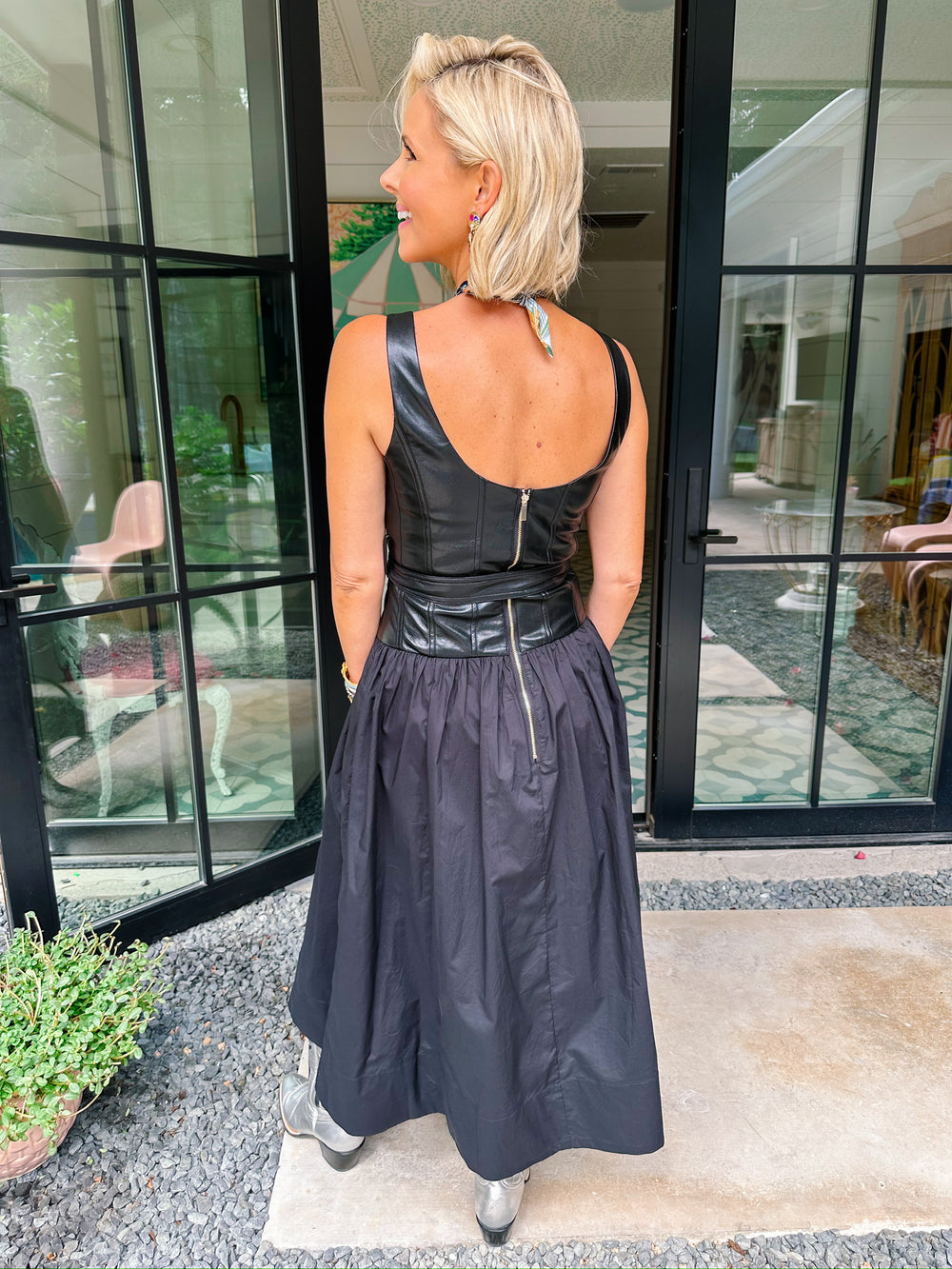 THE NIGHT IS HERS LEATHER DRESS - BLACK