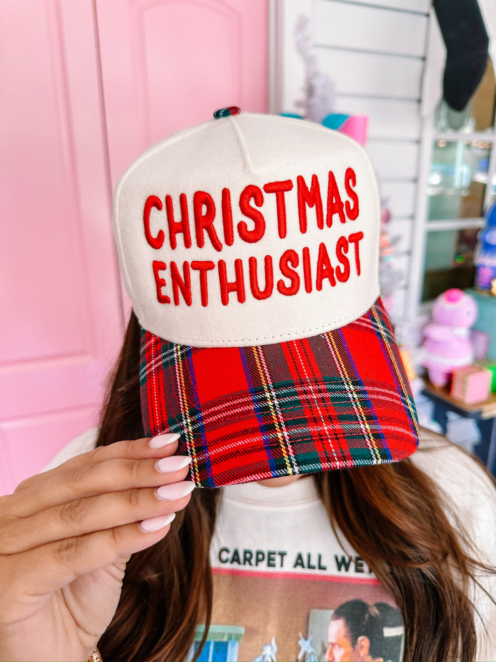 CHRISTMAS ENTHUSIAST PATTERN PLAY CANVAS TRUCKER HAT
