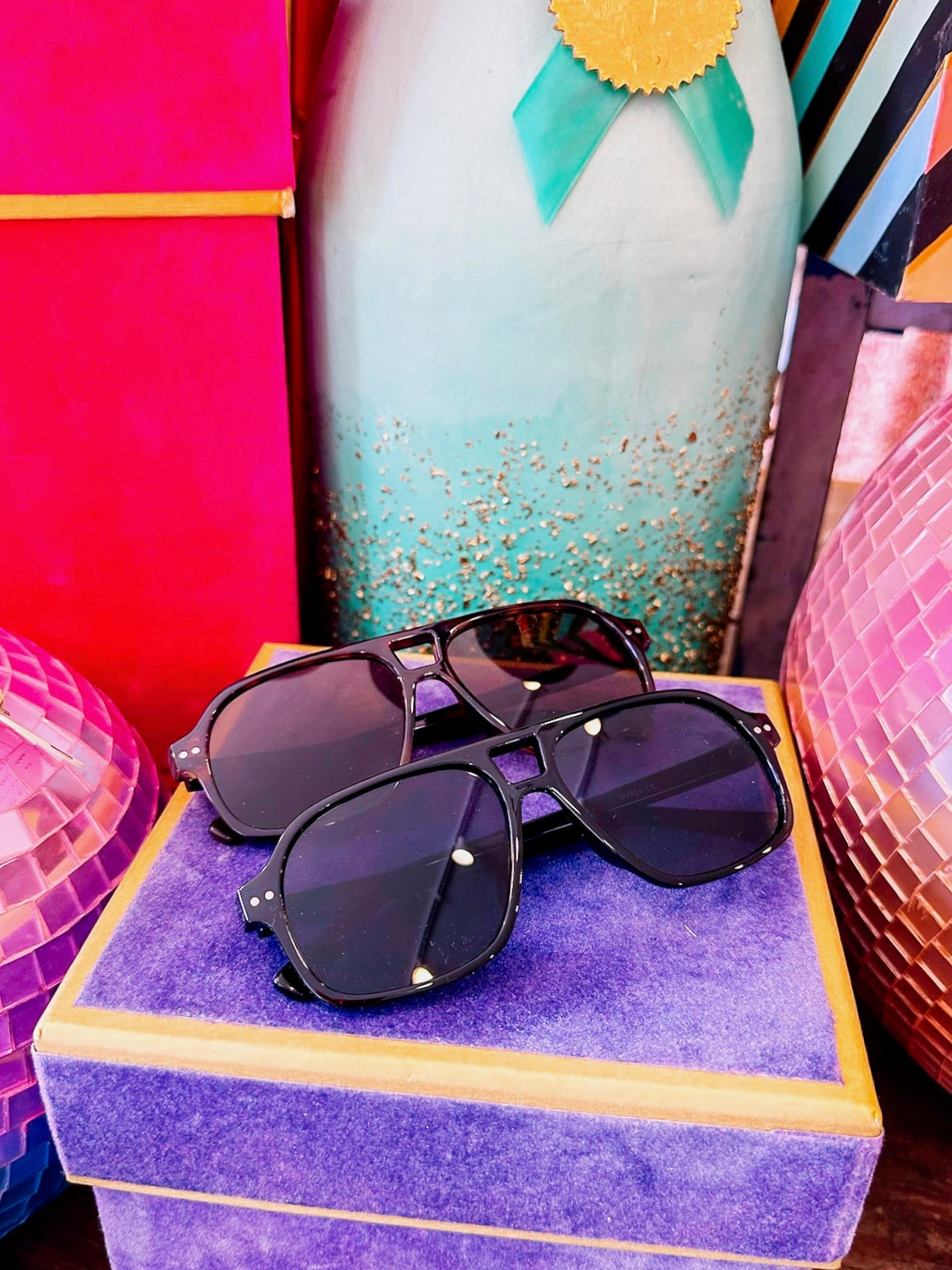 ALYSSA AVIATOR SUNGLASSES - BLACK