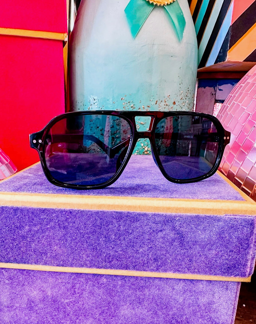 ALYSSA AVIATOR SUNGLASSES - BLACK