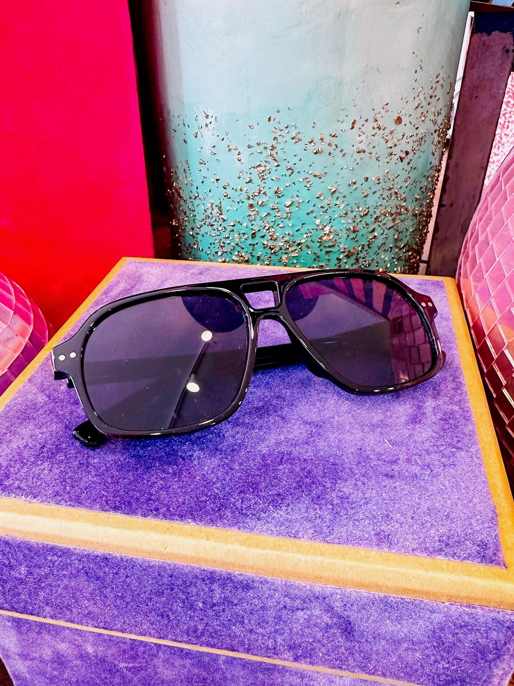 ALYSSA AVIATOR SUNGLASSES - BLACK