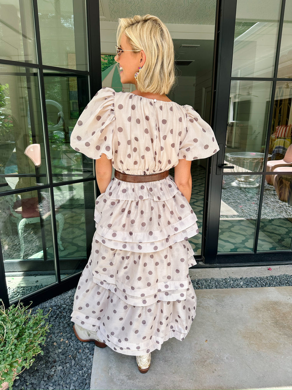 DOT OF DRAMA SKIRT SET - TAUPE