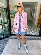 WILDCARD WESTERN ICONS PINSTRIPE BLAZER - PINK