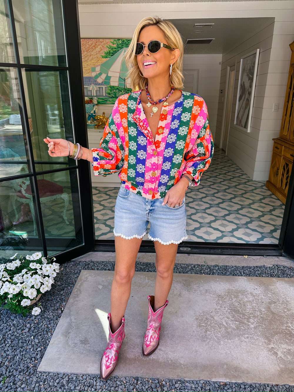 BLOOM BRIGHT DAISY STRIPE JACKET