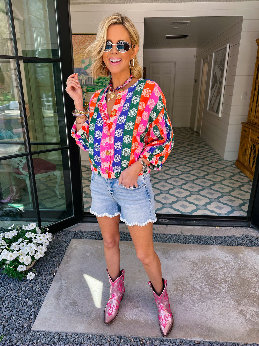 BLOOM BRIGHT DAISY STRIPE JACKET