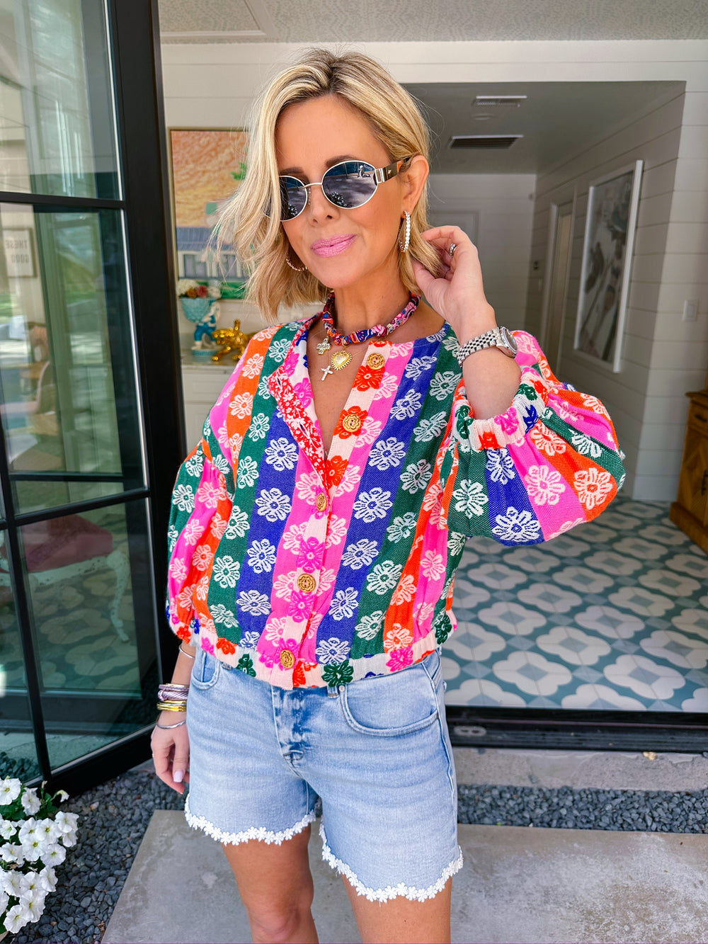 BLOOM BRIGHT DAISY STRIPE JACKET