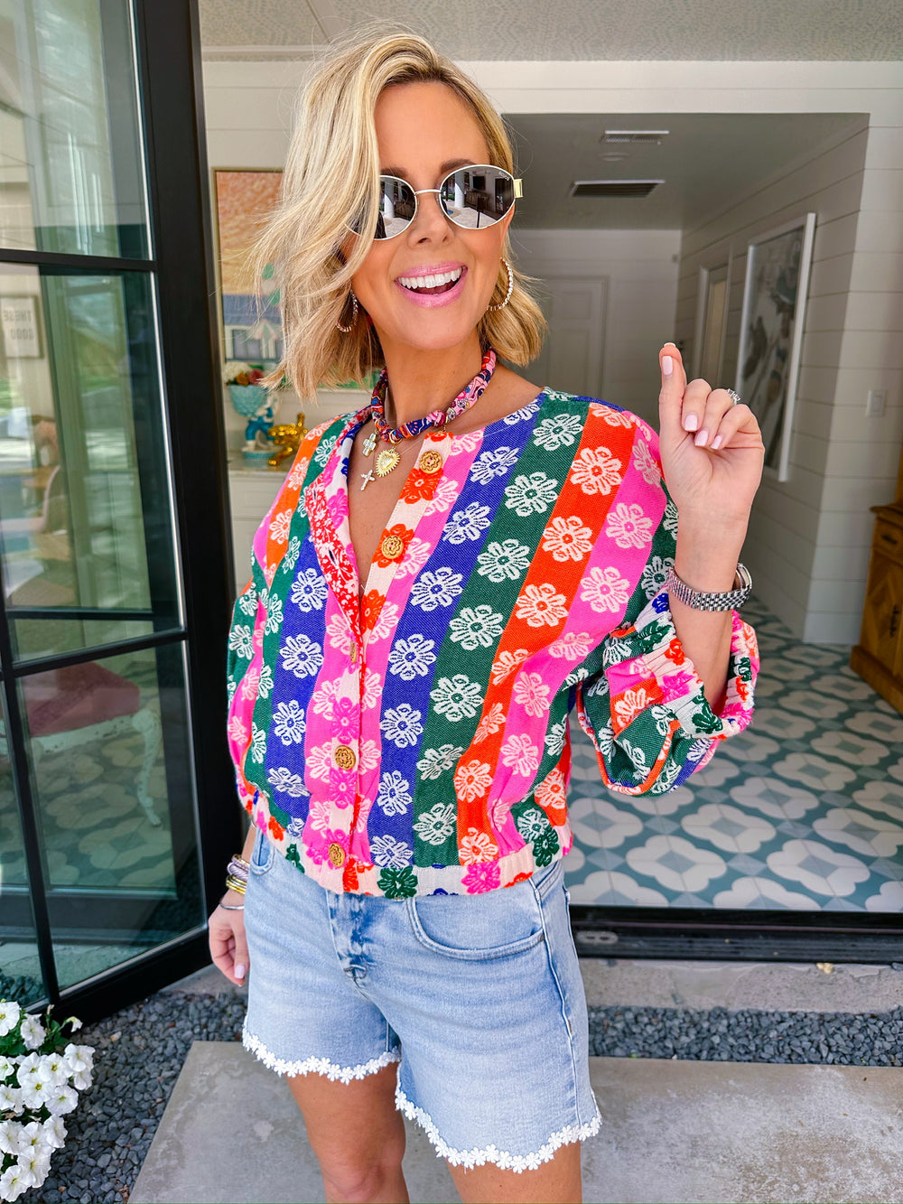 BLOOM BRIGHT DAISY STRIPE JACKET