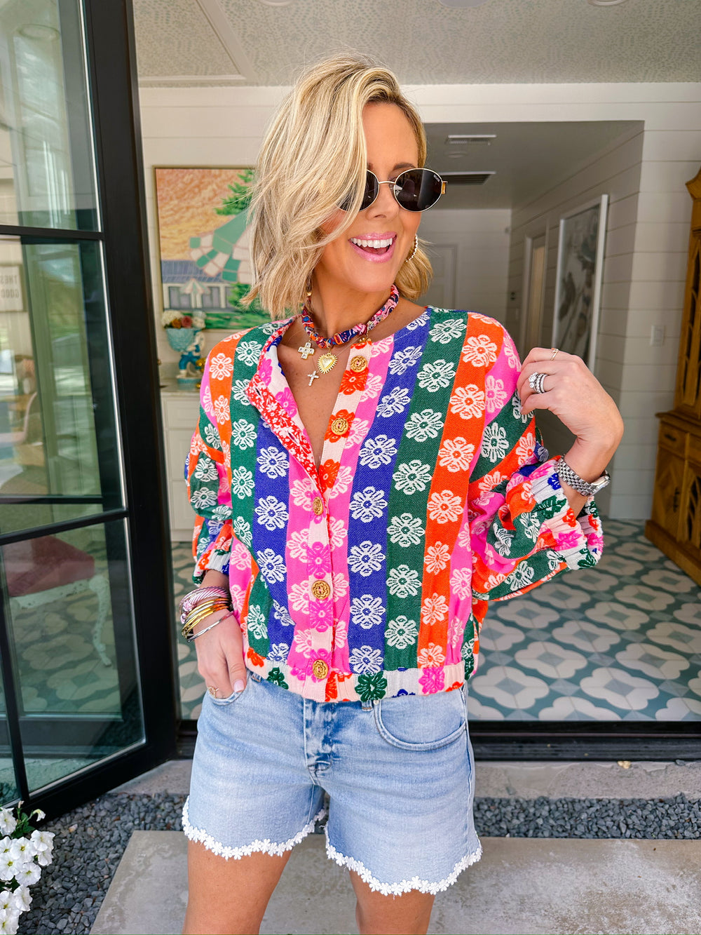 BLOOM BRIGHT DAISY STRIPE JACKET