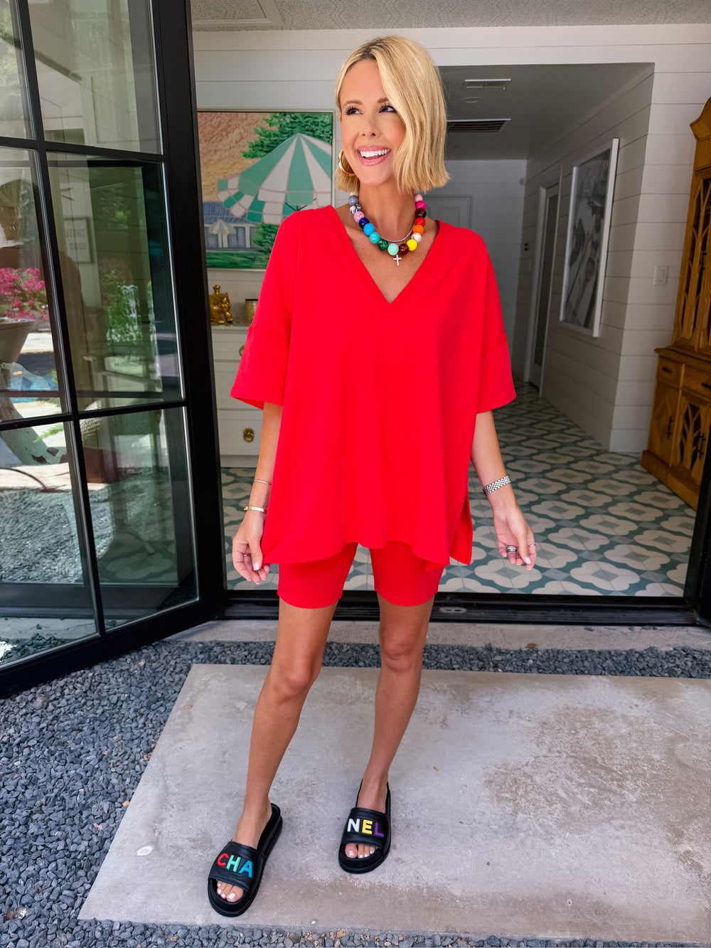 EASY DAYS BIKER SHORT SET - RED