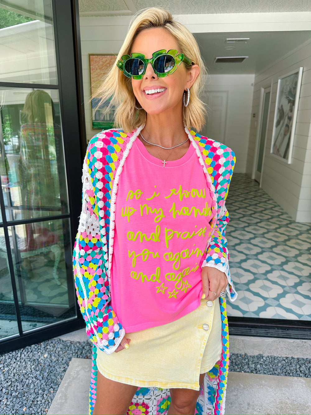 IT TELLS A STORY COLORFUL CROCHET LONG CARDIGAN