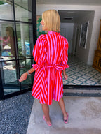 LAURA LEIGH STRIPE DRESS - PINK/RED