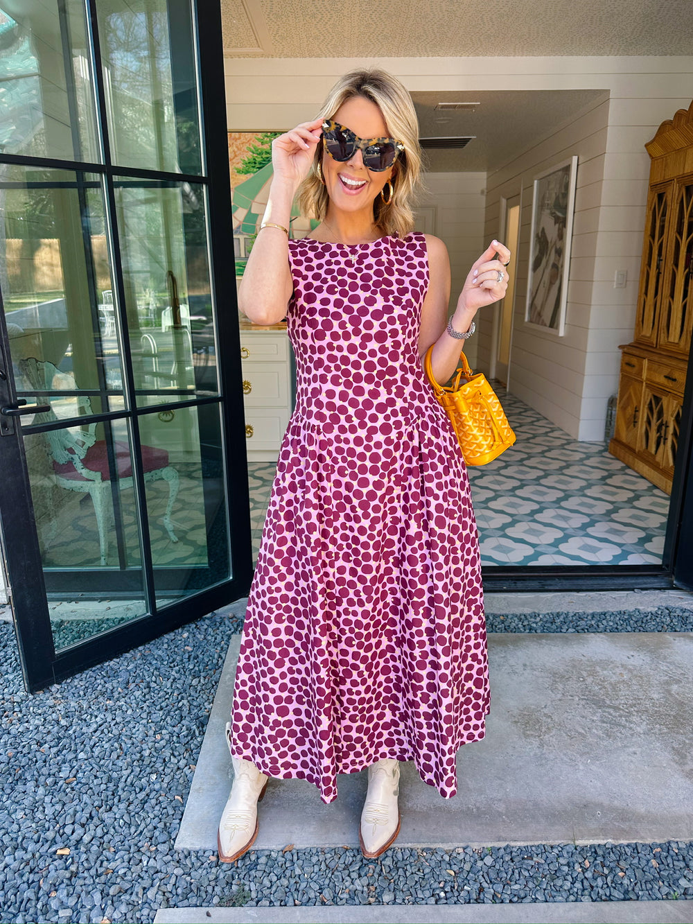 SWEET SPOT POLKA DOT MIDI DRESS - PINK