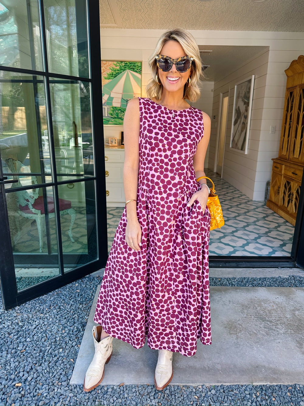 SWEET SPOT POLKA DOT MIDI DRESS - PINK