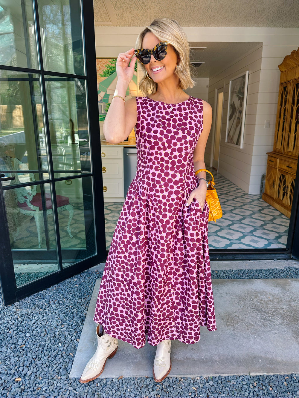 SWEET SPOT POLKA DOT MIDI DRESS - PINK