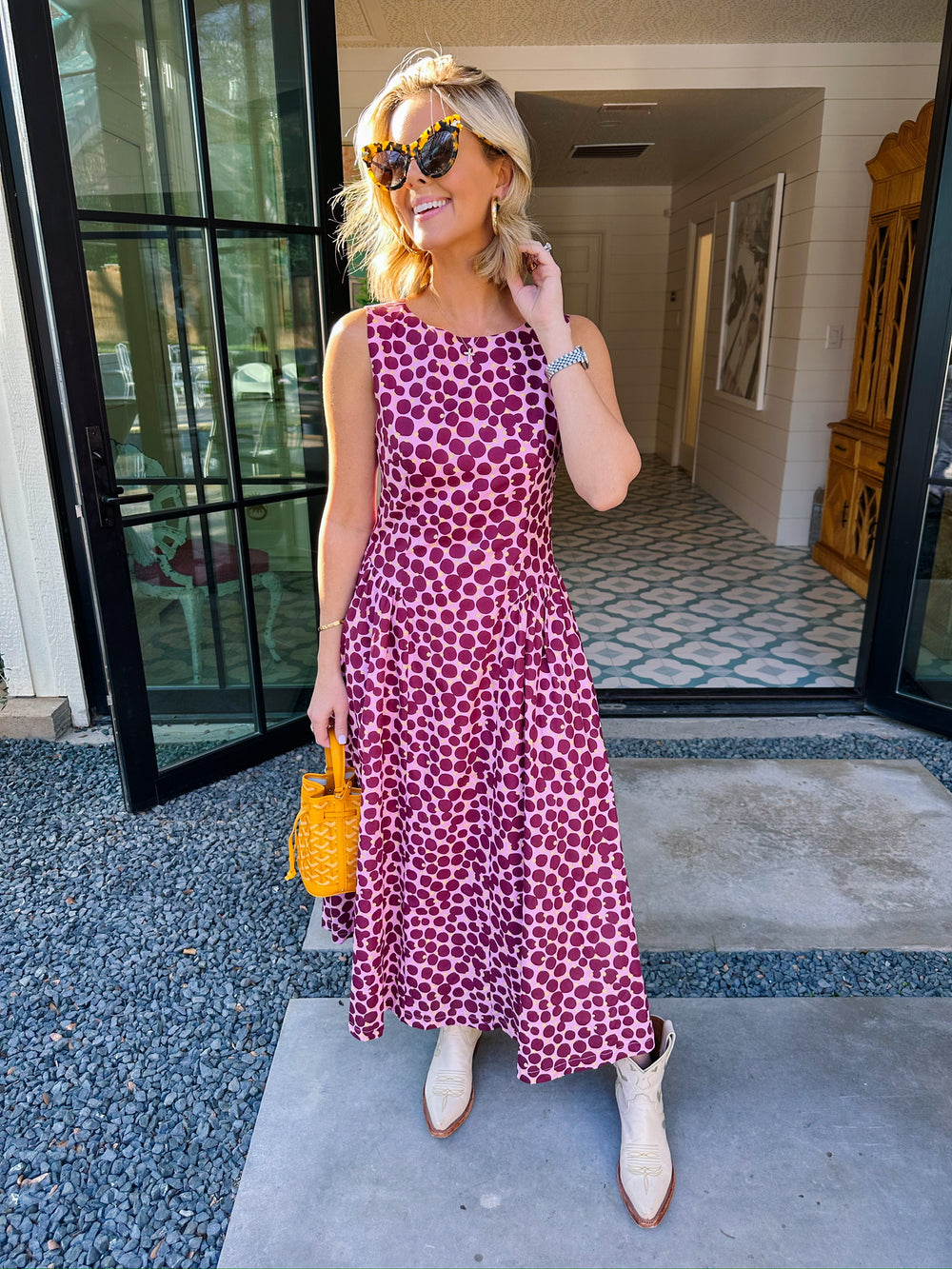 SWEET SPOT POLKA DOT MIDI DRESS - PINK