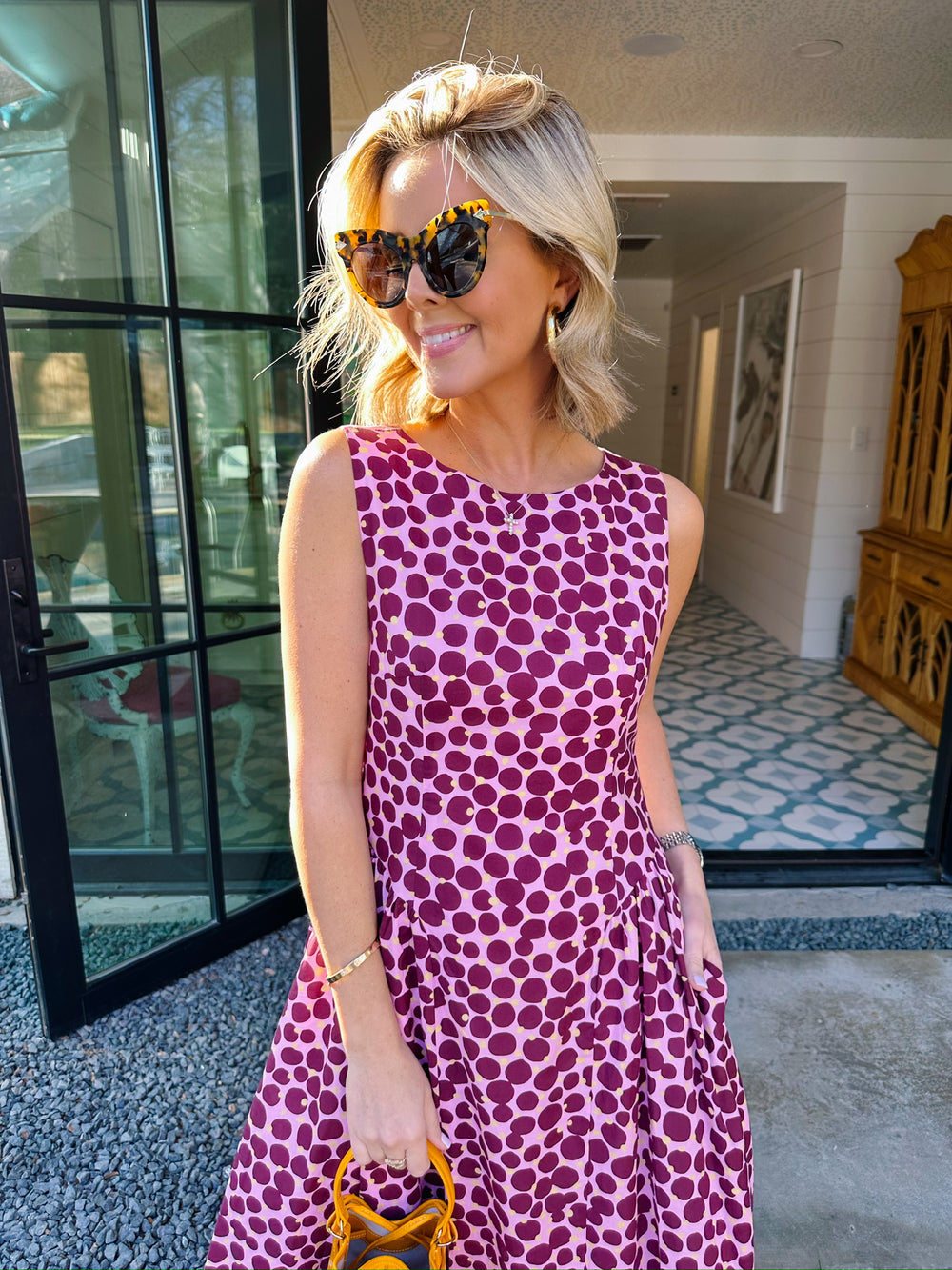 SWEET SPOT POLKA DOT MIDI DRESS - PINK