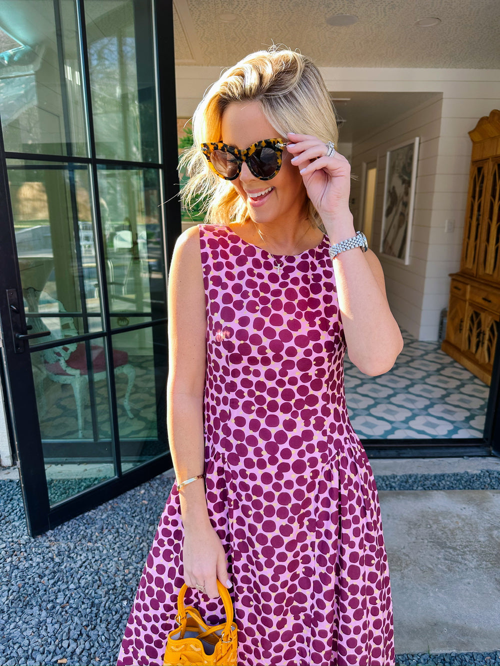 SWEET SPOT POLKA DOT MIDI DRESS - PINK