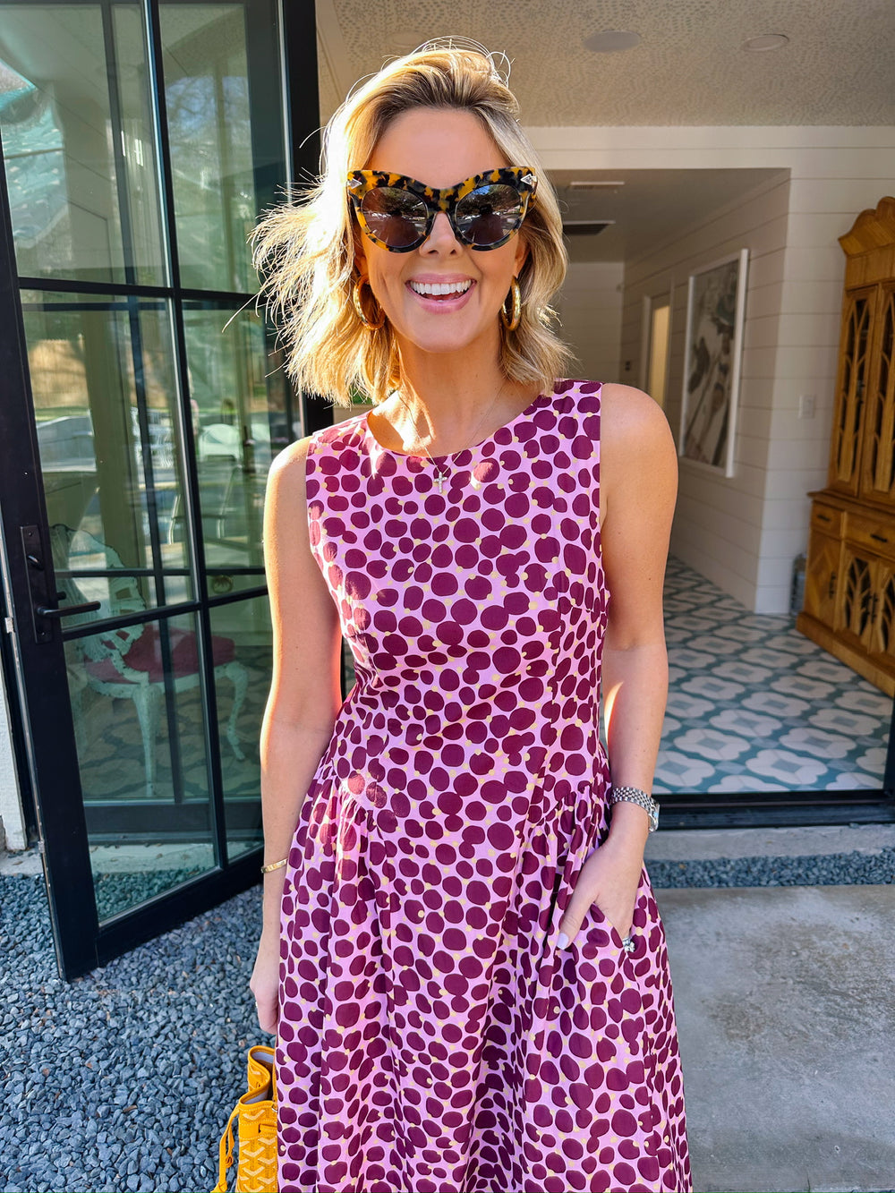 SWEET SPOT POLKA DOT MIDI DRESS - PINK