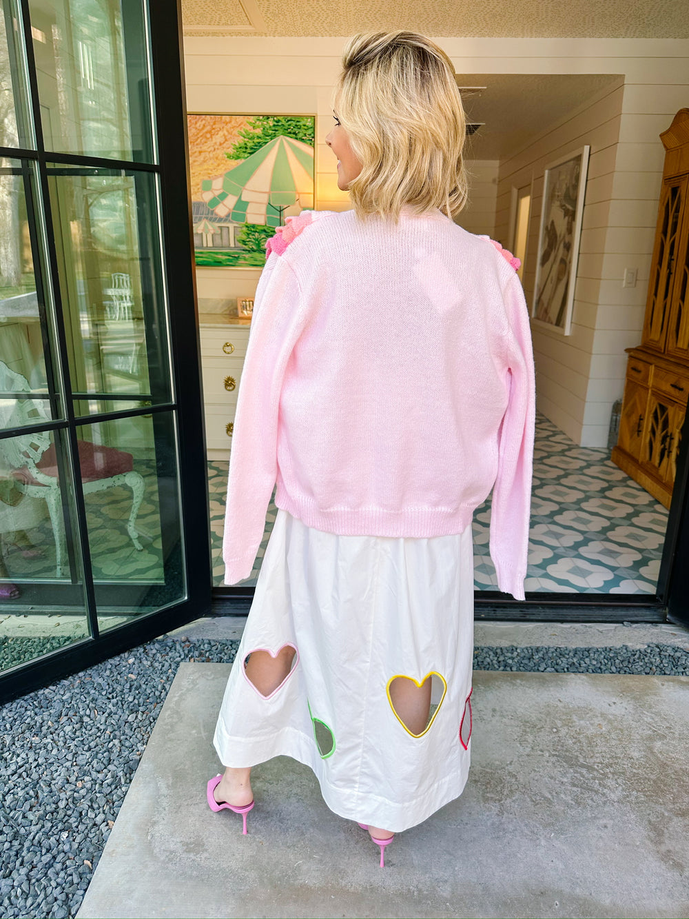 FLOURISHING FRILLS CARDIGAN - PINK