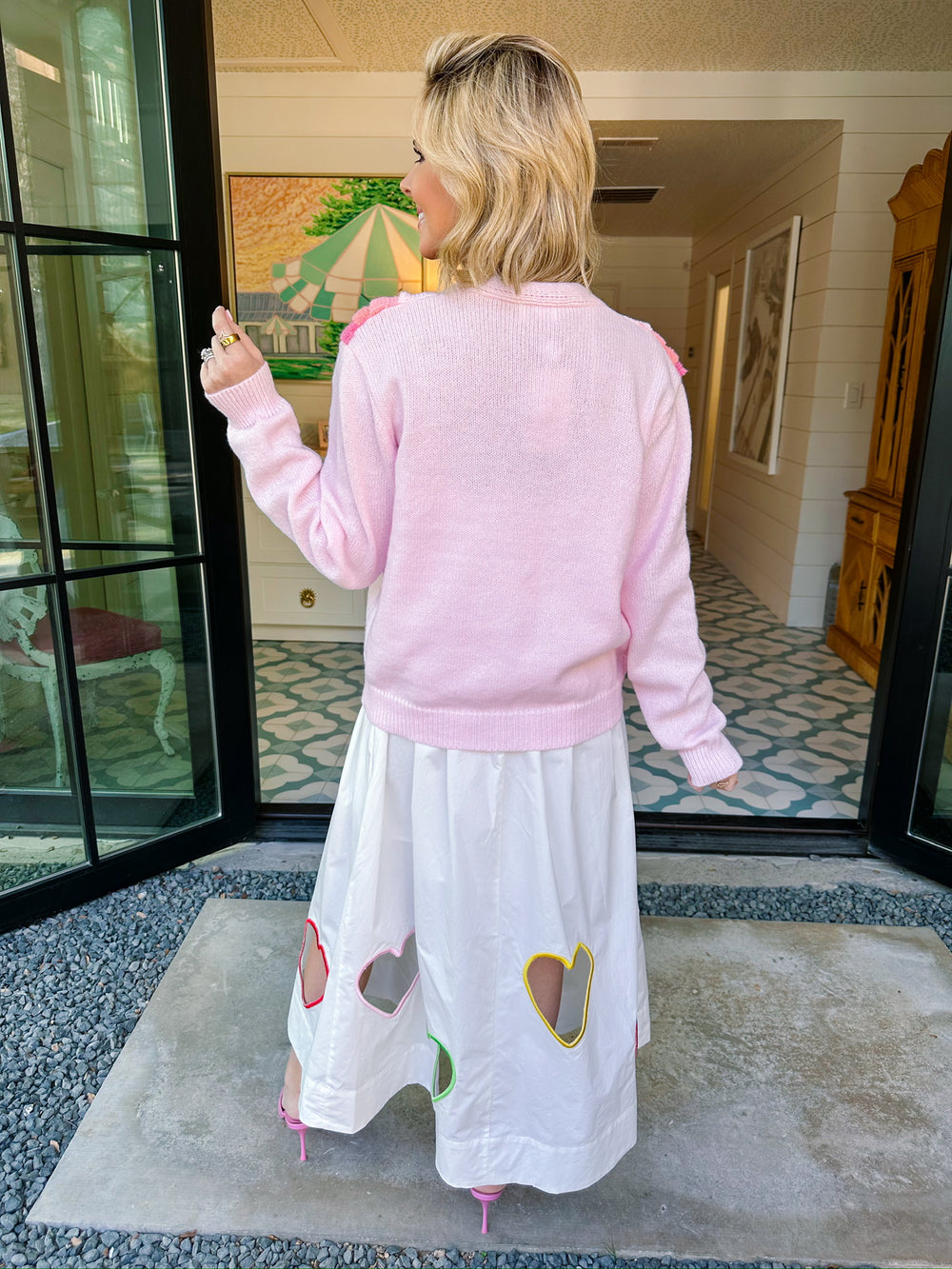FLOURISHING FRILLS CARDIGAN - PINK