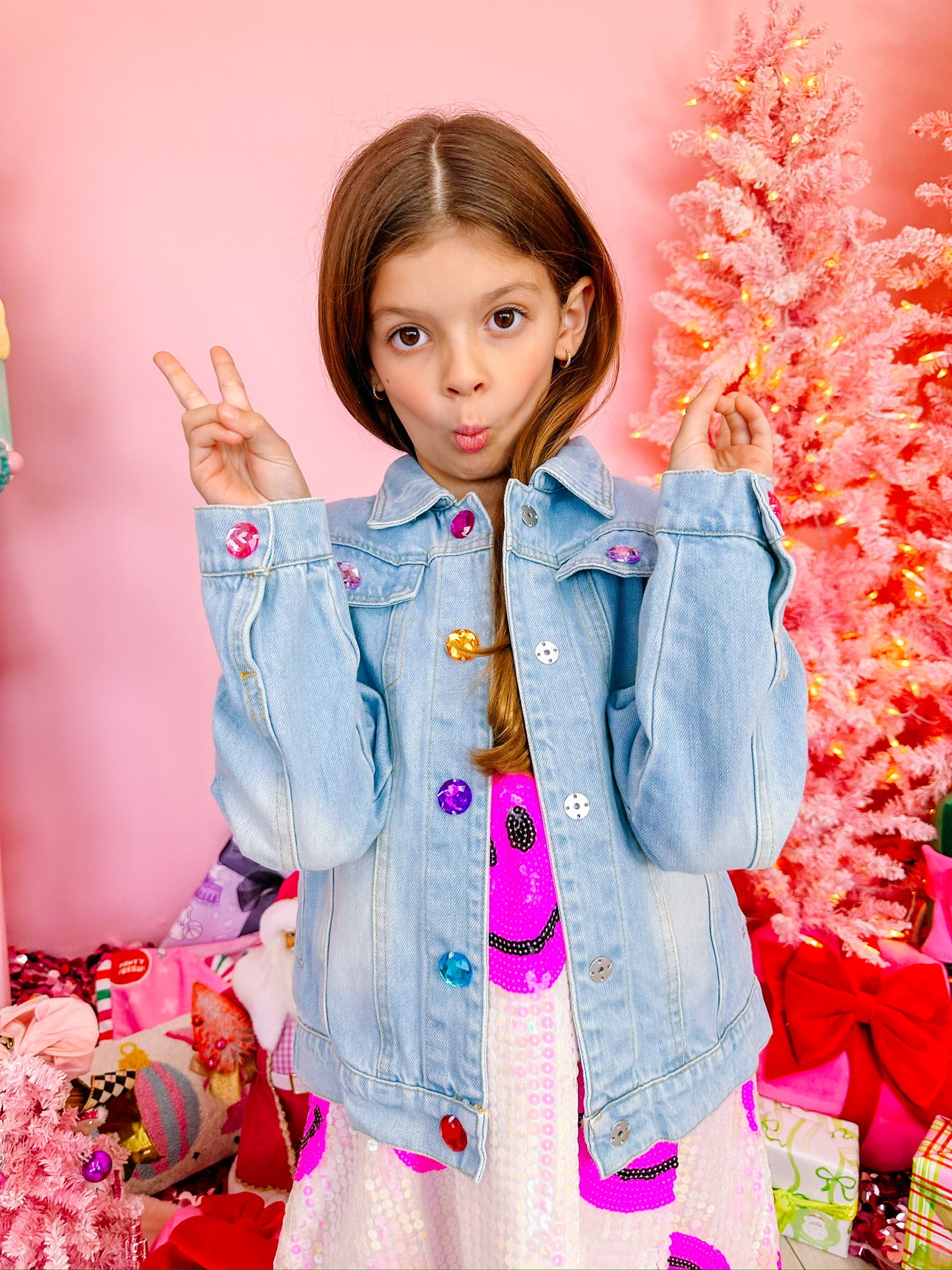 KIDS CRYSTAL RAIN DENIM JACKET