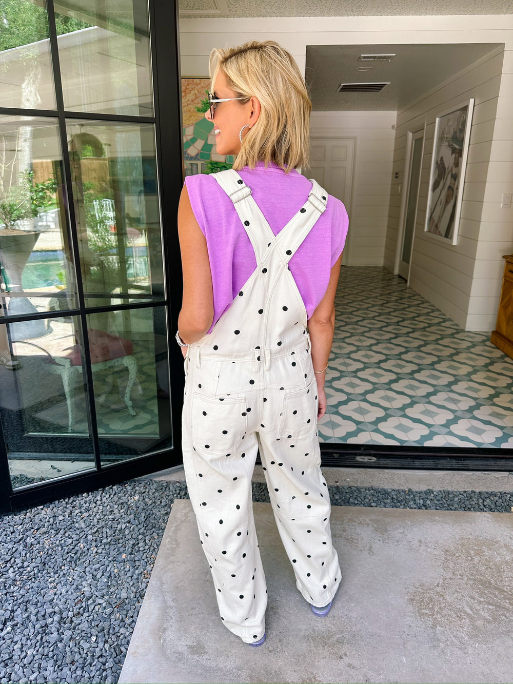 AMBER POLKA DOT DENIM OVERALLS