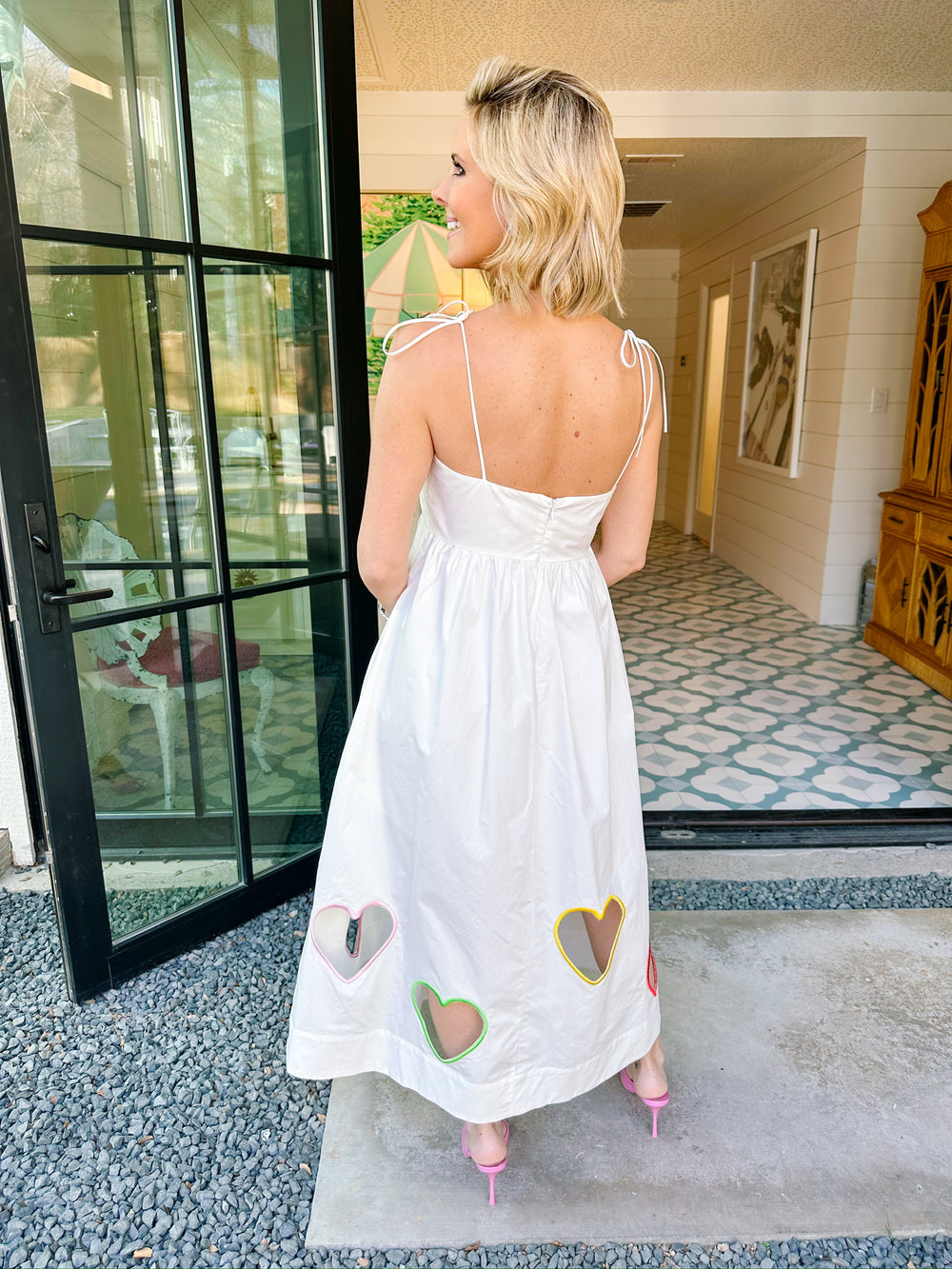 FILL MY HEART CUTOUT MIDI DRESS - WHITE